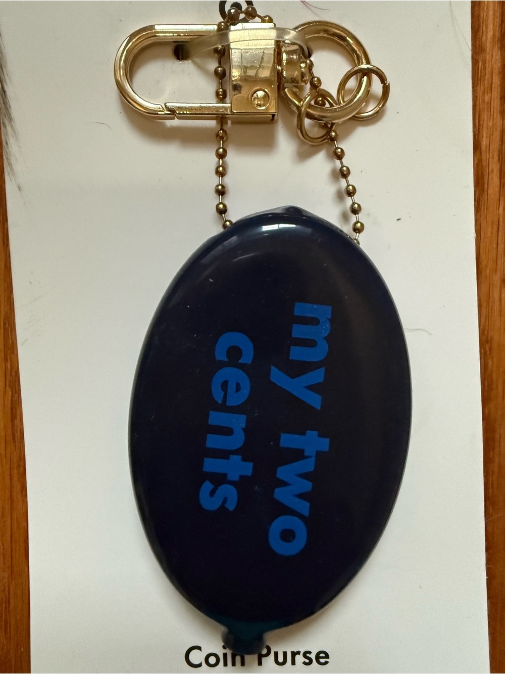 kate spade x target navy blue 'my two cents' coin pouch keychain - Picture 6 of 6